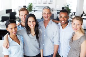 Portrait of a happy diverse office team